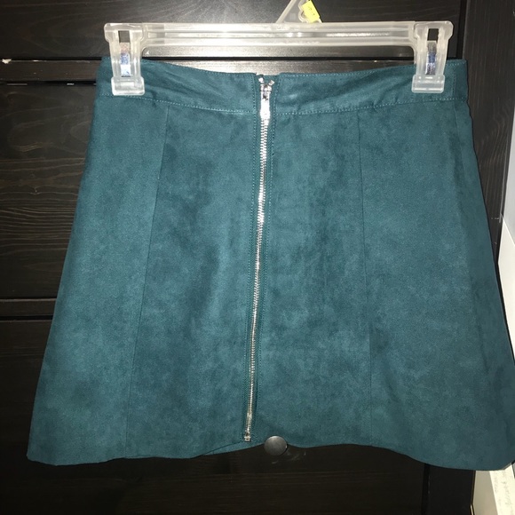 A-line faux suede teal skirt from H&M - Picture 2 of 5